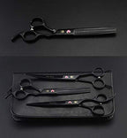 7" Dog Grooming Scissors Set with Rhinestone Accent (Black Painting)