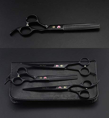7" Dog Grooming Scissors Set with Rhinestone Accent (Black Painting)