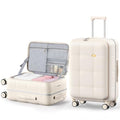 26 Inch Large Checked Luggage Hard Shell Suitcase Top Opening (26 Inch / Cream)