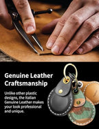 Genuine Leather Keychain Holder for AirTag (Tan)