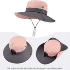 ZOORON Women's Ponytail Safari Sun Hat, Wide Brim UV Protection Outdoor Bucket - Image 2
