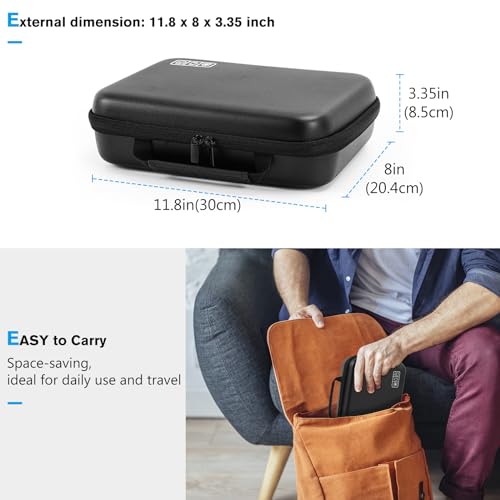 Hard Travel Electronic Organizer Case for MacBook Power Adapter Chargers Cables Power Bank Apple Magic Mouse Apple Pencil USB Flash Disk SD Card Small Portable Accessories Bag (Jet Black / Extra Large - 11.8 x 8.0 x 3.3 Inch)