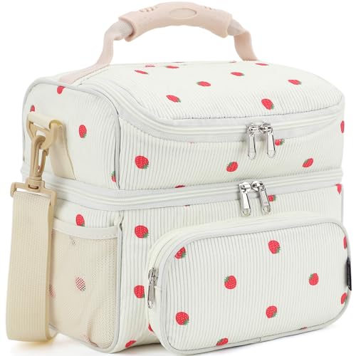 Lunch Box for Men & Women (Corduroy Strawberries Beige)