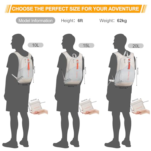 20L Hiking Backpack for Men Women Lightweight Foldable Small Daypack for Travel Camping Outdoor (Beige / 20l)