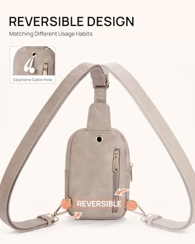 Crossbody Bags for Women Leather Cross Body Sling Bag for Woman Travel Cloud Grey (1-cloud Grey)