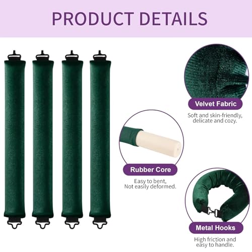 Heatless Curls Overnight Hair Curlers (Green(Pack of 4))