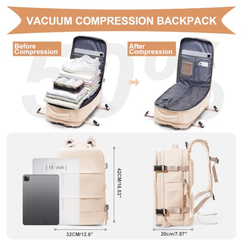 Vacuum Backpack Travel with Pump (A1-beige / 25 liters)