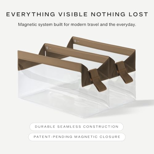 Parcel Clear Travel Kit with Zipperless Magnetic Closure (Chestnut / Extra Large)
