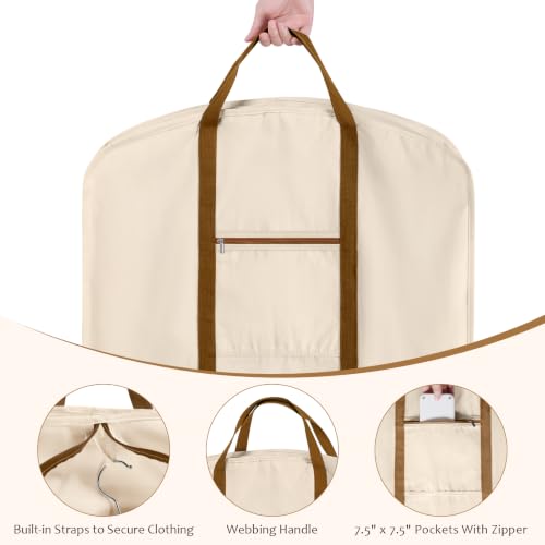 Organic Cotton Garment Bags for Travel Luxury Suit Bag 48 in (Beige)
