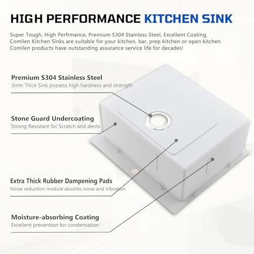 25 x 22 Inch Drop In Kitchen Sink (Brushed Nickel / 25" x 22" x 9")