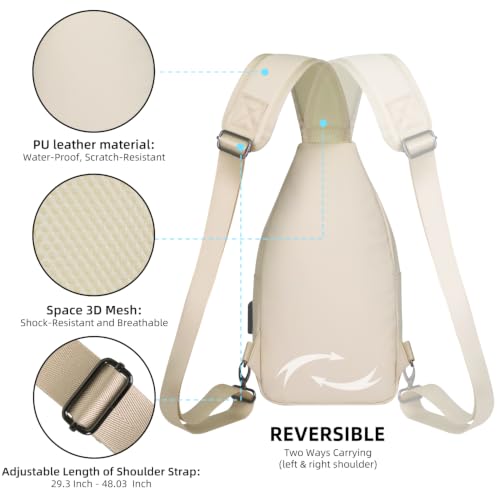 Sling Bag for Women (Leather Beige / Small)