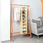 Hanging Shoe Organizer for Closet with Side Mesh Pockets (Beige(1 Pack))