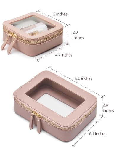 Clear Makeup Bag with Zipper (Mauve / Mini & Medium)