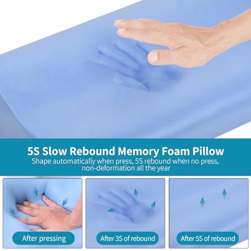 Neck Pillow Contour Memory Foam Pillows for Pain Relief Bed Pillow for Sleeping (White&blue)