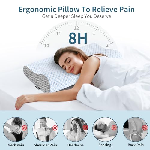Cervical Pillow for Neck Pain Relief (Blue & Grey)