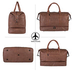 Leather Travel Bag with Shoe Pouch (Color / Brown)