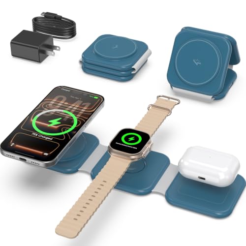 15W Magnetic Travel Charging Station (Navy Blue)