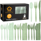 360 Pieces Gradient Sage Green Plastic Cutlery Set (Gradient Sage Green)