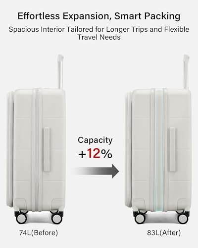 Expandable Medium Checked Luggage (Smoke White / 24 Inch EXT)