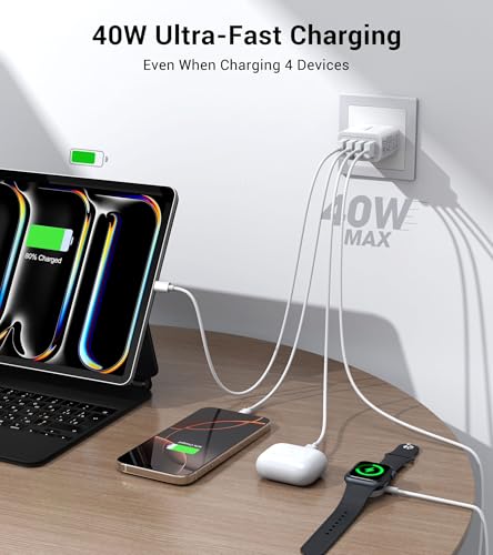 40W USB Wall Charger Block (40W-White)