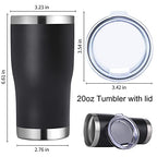 20oz Tumbler with Lid Stainless Steel Tumblers Bulk (Black / 4 count)