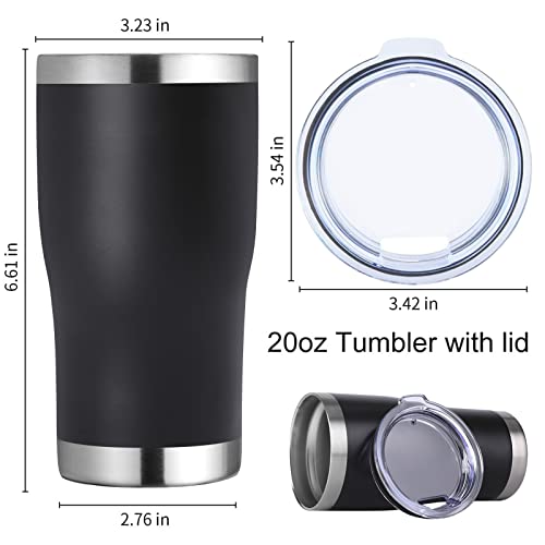 20oz Tumbler with Lid Stainless Steel Tumblers Bulk (Black / 4 count)