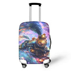Cosmic Galaxy Steam Train Luggage Cover Washable Suitcase Protector Fits 18 (L(for 26-29 inch luggage) / Cosmic Steam Train)