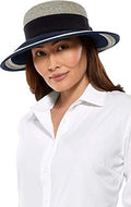 Women's Sun Hat with Ribbon (One Size / Navy/White Colorblock)