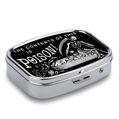 Metal 2 Compartment Pill Organizer Travel Friendly Portable Compact Pill Box Cute Pill Case to Hold Vitamins (Black Scythe)