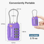 2 TSA Approved Luggage Locks 4 Digit Code Cable Lock Basic Purple (Basic Purple)