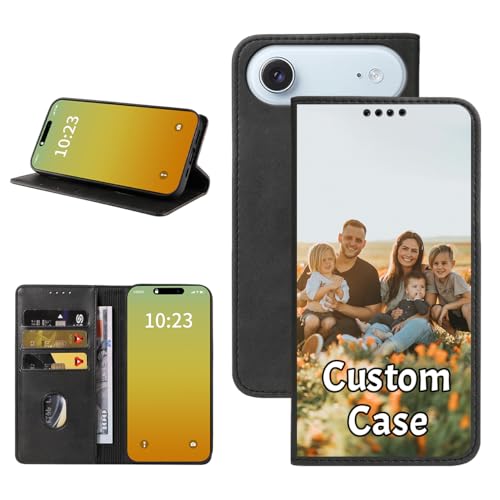 Custom Wallet Phone Case for iPhone Air with Photo (iPhone Air / Black-A)