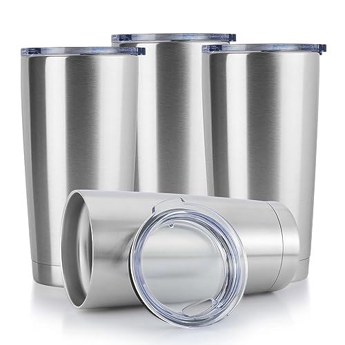 20oz Stainless Steel Tumbler Bulk with Lid (4 Count (Pack of 1) / Stainless Steel)