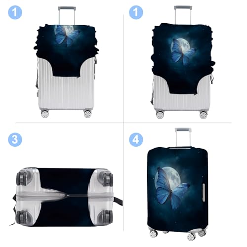 Blue Butterfly Luggage Cover Washable Suitcase Protector Anti (Blue butterfly / XL(32-34inch suitcase))
