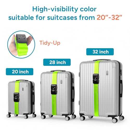 2 Pack Luggage Straps for Suitcases with TSA Lock (Apple Green)