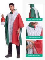 Adult Rain Poncho Waterproof Hooded Raincoat Lightweight Packable (One Size / Mexican Flag 1 Pack)
