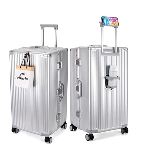 Super Large Aluminum Frame Checked Zipperless Luggage (A3-Silver / 30in)