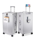 Super Large Aluminum Frame Checked Zipperless Luggage (A3-Silver / 30in)
