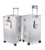 Super Large Aluminum Frame Checked Zipperless Luggage (A3-Silver / 30in)
