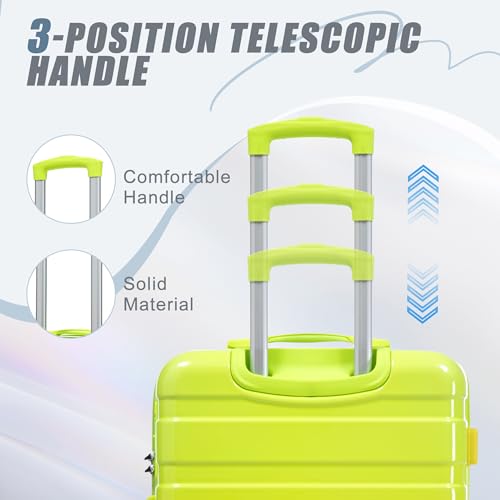 3 Piece Luggage Sets (Green+Yellow)