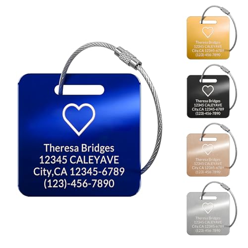 5Pack) Custom Personalized Luggage Tags-Customized Unique tag for Suitcase Backpack Travel,Bags (Black(2×2) Name Initials) (Black(2×2) Name Initials)