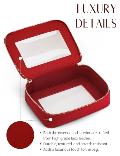 Clear Makeup Bag with Zipper (Red / Medium Moda)