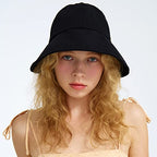Linen Victorian Bonnet Hat Sun Cap (Small-Large / Black)