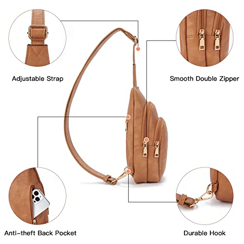 Crossbody Bags for Women Leather Sling Bag for Woman Travel Camel Brown (3-camel Brown)