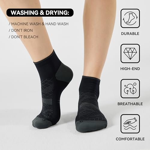 Ankle Compression Running Athletic Socks for Men Women (XX-Large / Black (5 Pairs))