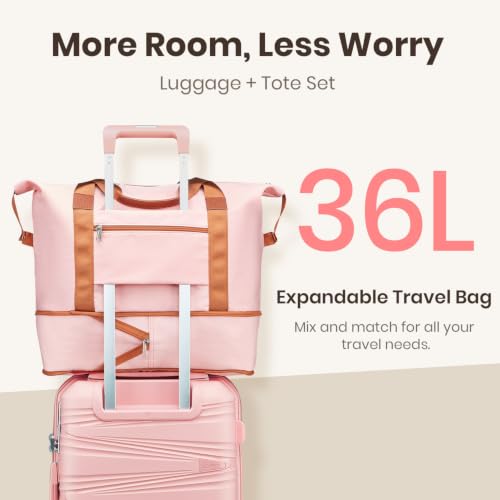 Luggage Sets 6 Piece Expandable Suitcase (Pink / 6 Piece Set (14in/20in/24in/28in/DB/TB))