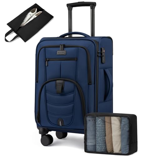 Carry On Luggage 22x14x9 Airline Approved with TSA Lock for Business Trip (22 Inch - Carry-On / Blue)