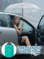 Windproof Travel Umbrellas for Rain and Sun (Clear-Mint / 1 PK)