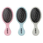 Detangling Mini Hair Brush Set (Pink, Blue, Silver / 3 Count Travel Size)