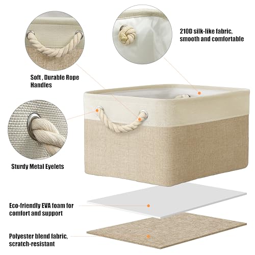 15.7" x 12" Wide & Low Fabric Storage Bin (Beige / Wide & Low - 15.75" x 12" x 8.25")