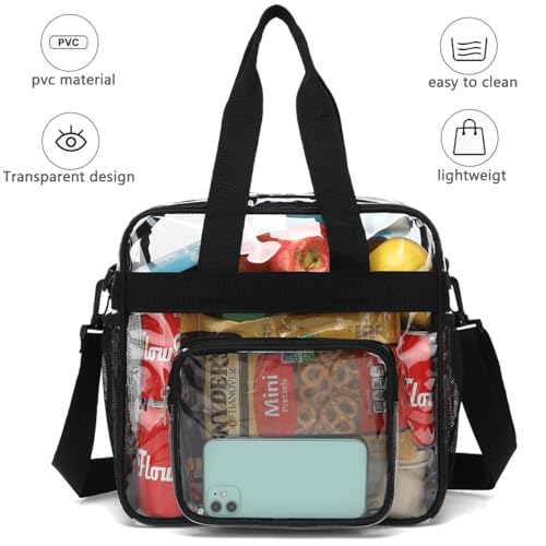 Clear Bag for Stadium Events With Shoulder Strap for Women (Clear#Black)